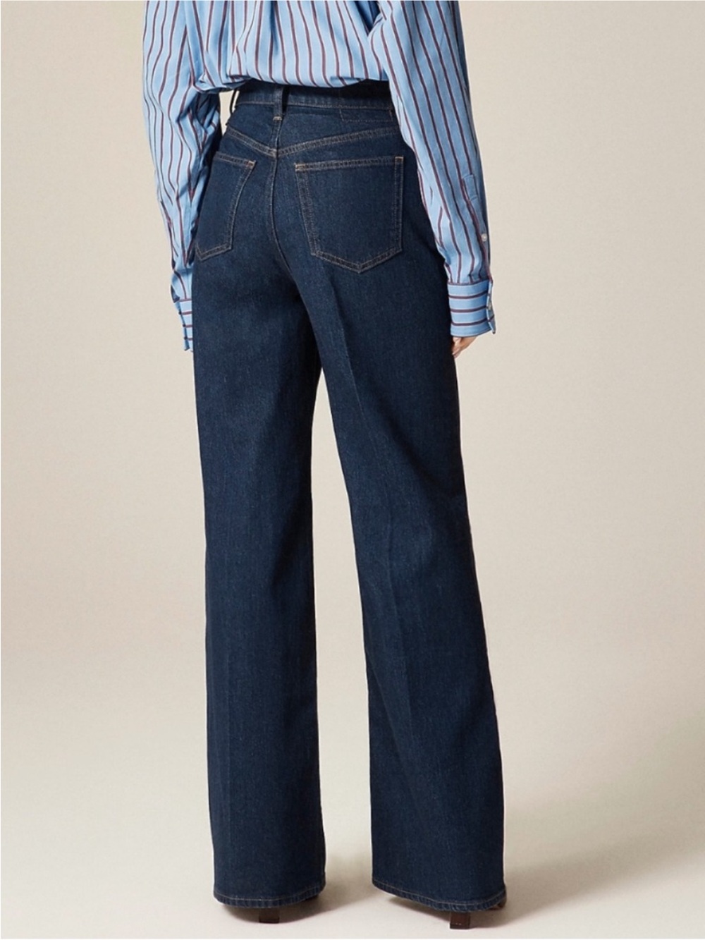 J. Crew Denim Trouser Wide Leg Jean Size 27 Rinse Wash High Ride Semi-Stretch - Picture 2 of 12